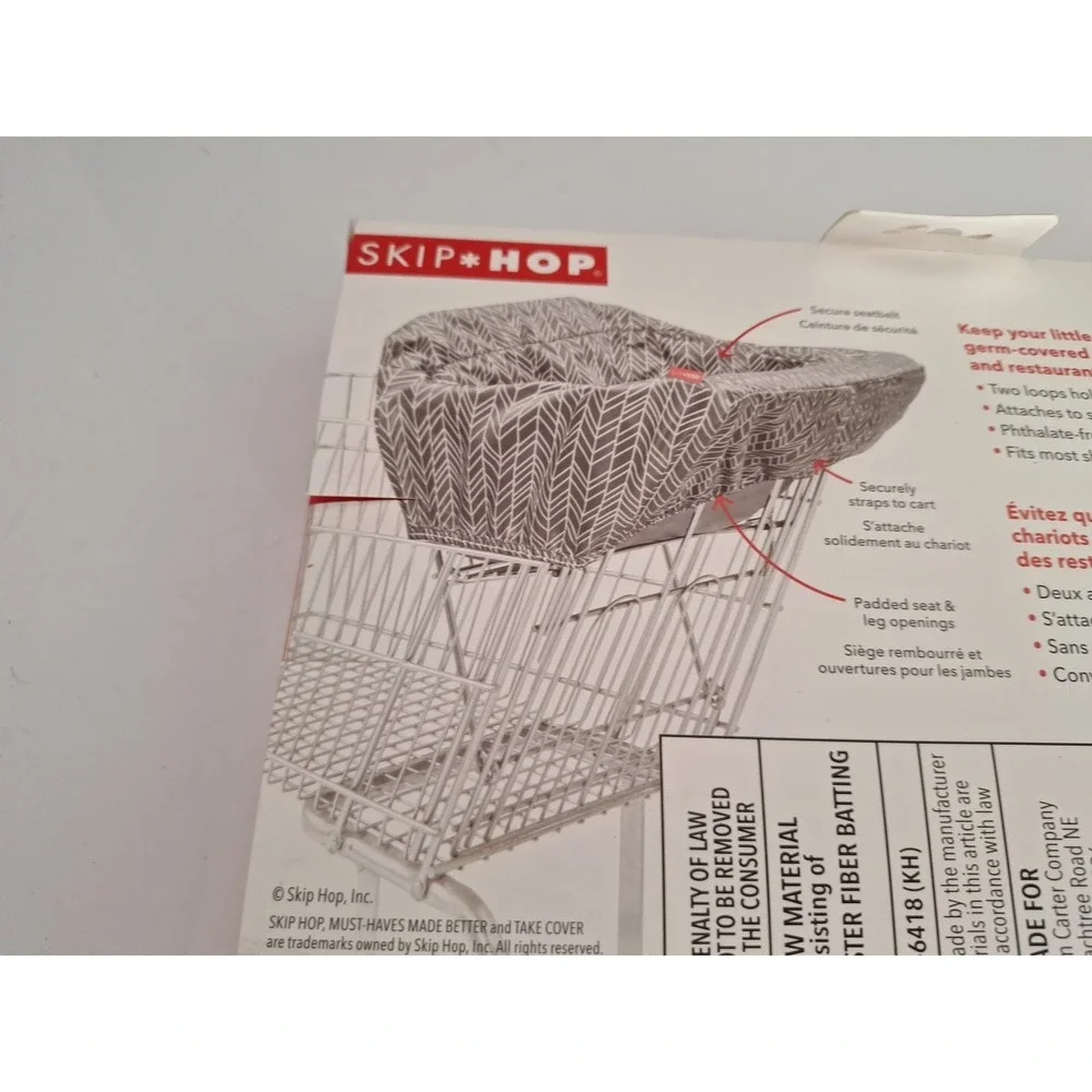 Skip Hop Shopping Cart & High Chair Cover Grey Feather black gray new in pkg